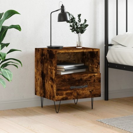 Table de chevet chêne fumé 40x35x47,5 cm bois d’ingénierie 