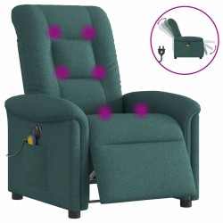 Fauteuil de massage inclinable électrique Vert foncé Tissu 