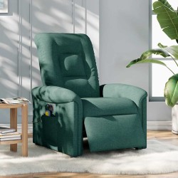 Fauteuil de massage inclinable électrique Vert foncé Tissu 