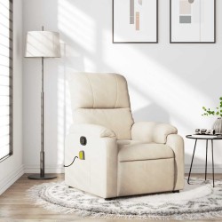 Fauteuil inclinable de massage beige tissu microfibre 