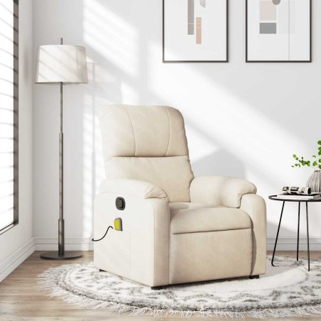 Fauteuil inclinable de massage beige tissu microfibre 