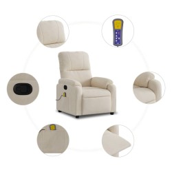 Fauteuil inclinable de massage beige tissu microfibre 