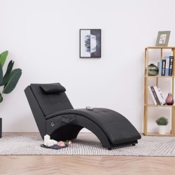 Chaise longue de massage avec oreiller Noir Similicuir 