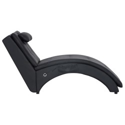 Chaise longue de massage avec oreiller Noir Similicuir 