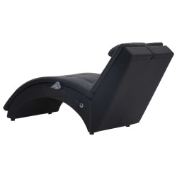Chaise longue de massage avec oreiller Noir Similicuir 