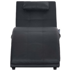 Chaise longue de massage avec oreiller Noir Similicuir 