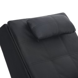 Chaise longue de massage avec oreiller Noir Similicuir 