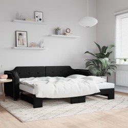 Lit de jour avec gigogne sans matelas noir 100x200 cm 