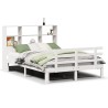 Lit bibliothèque sans matelas blanc 140x200 cm bois pin massif 