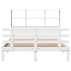 Lit bibliothèque sans matelas blanc 140x200 cm bois pin massif 