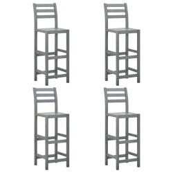 Tabourets de bar lot de 4 gris bois d'acacia massif 