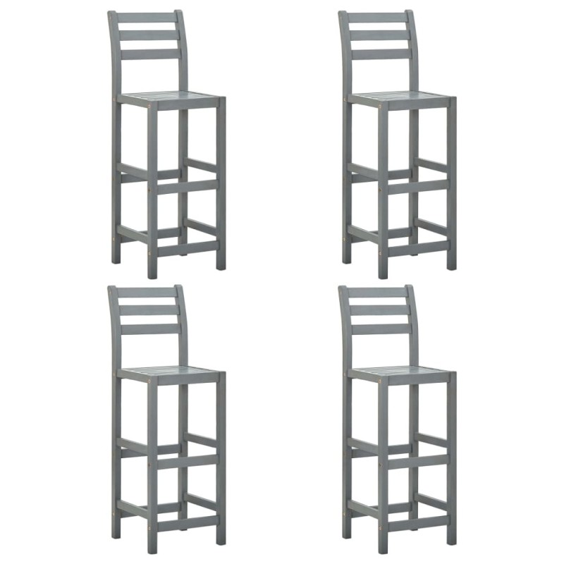 Tabourets de bar lot de 4 gris bois d'acacia massif Tabourets de bar lot de 4 gris bois d'acacia massif