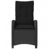 Chaises inclinables de jardin lot de 2 et coussins noir rotin 