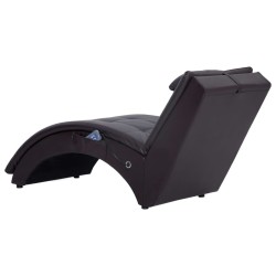Chaise longue de massage avec oreiller Marron Similicuir 