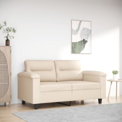 Canapé à 2 places Beige 120 cm Tissu microfibre 