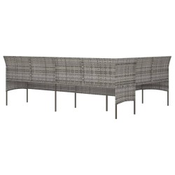 Canapé de jardin en forme de L et coussins gris résine tressée 