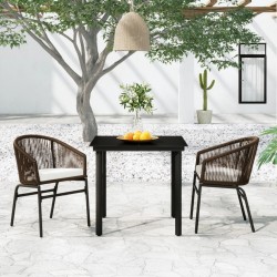 Ensemble à manger de jardin 3 pcs Marron 