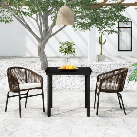 Ensemble à manger de jardin 3 pcs Marron 