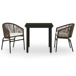 Ensemble à manger de jardin 3 pcs Marron 