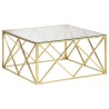Table basse doré acier inoxydable et verre trempé 