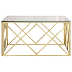 Table basse doré acier inoxydable et verre trempé 