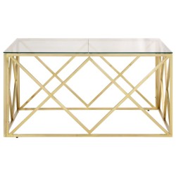 Table basse doré acier inoxydable et verre trempé 