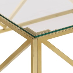 Table basse doré acier inoxydable et verre trempé 