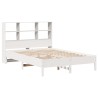 Lit bibliothèque sans matelas blanc 135x190 cm bois pin massif 