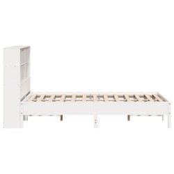 Lit bibliothèque sans matelas blanc 135x190 cm bois pin massif 