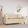 Canapé 2 places avec oreillers crème 140 cm tissu microfibre 