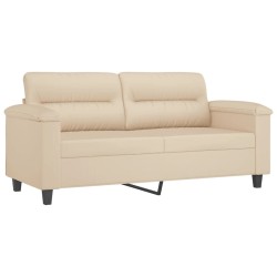Canapé 2 places avec oreillers crème 140 cm tissu microfibre 