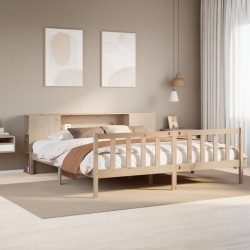 Lit bibliothèque sans matelas 180x200 cm bois massif de pin 