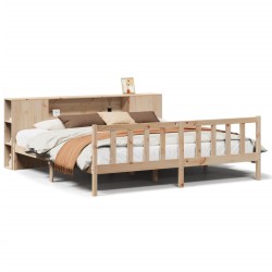 Lit bibliothèque sans matelas 180x200 cm bois massif de pin 