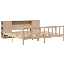 Lit bibliothèque sans matelas 180x200 cm bois massif de pin 