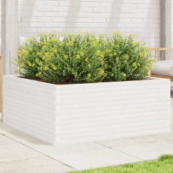 Jardinière blanc 110x110x46 cm bois de pin massif 