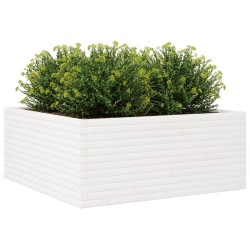 Jardinière blanc 110x110x46 cm bois de pin massif 