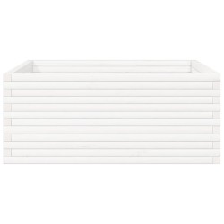Jardinière blanc 110x110x46 cm bois de pin massif 