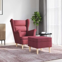 Fauteuil avec repose-pied Rouge bordeaux Tissu 
