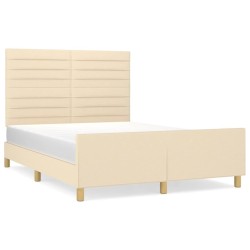 Cadre de lit sans matelas crème 140x200 cm tissu 