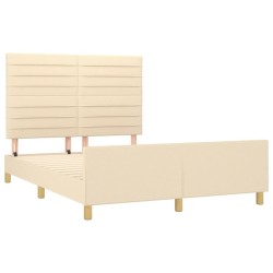 Cadre de lit sans matelas crème 140x200 cm tissu 