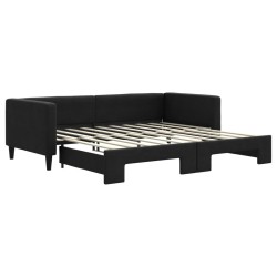 Lit de jour avec lit gigogne noir 90x190 cm tissu 