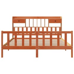 Lit bibliothèque sans matelas cire marron 180x200 cm pin massif 