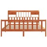 Lit bibliothèque sans matelas cire marron 180x200 cm pin massif 