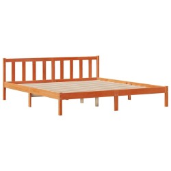 Lit bibliothèque sans matelas cire marron 180x200 cm pin massif 