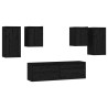 Meubles TV 6 pcs Noir Bois massif de pin 