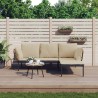 Salon de jardin 3 pcs avec coussins beiges résine tressée 