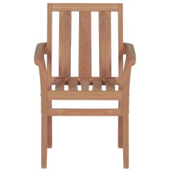 Chaises de jardin lot de 2 et coussins taupe Bois teck massif 