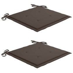 Chaises de jardin lot de 2 et coussins taupe Bois teck massif 