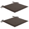 Chaises de jardin lot de 2 et coussins taupe Bois teck massif 
