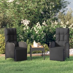 Chaises inclinables de jardin lot de 2 et table résine tressée 